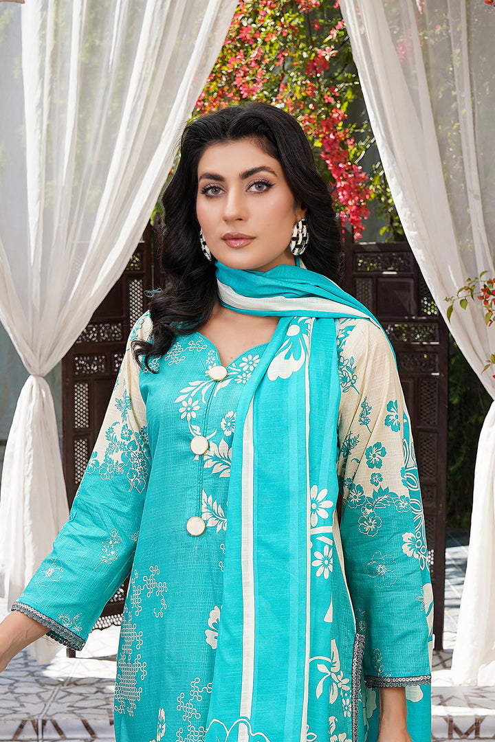 Unstitched 3 Piece - Printed Lawn Suit