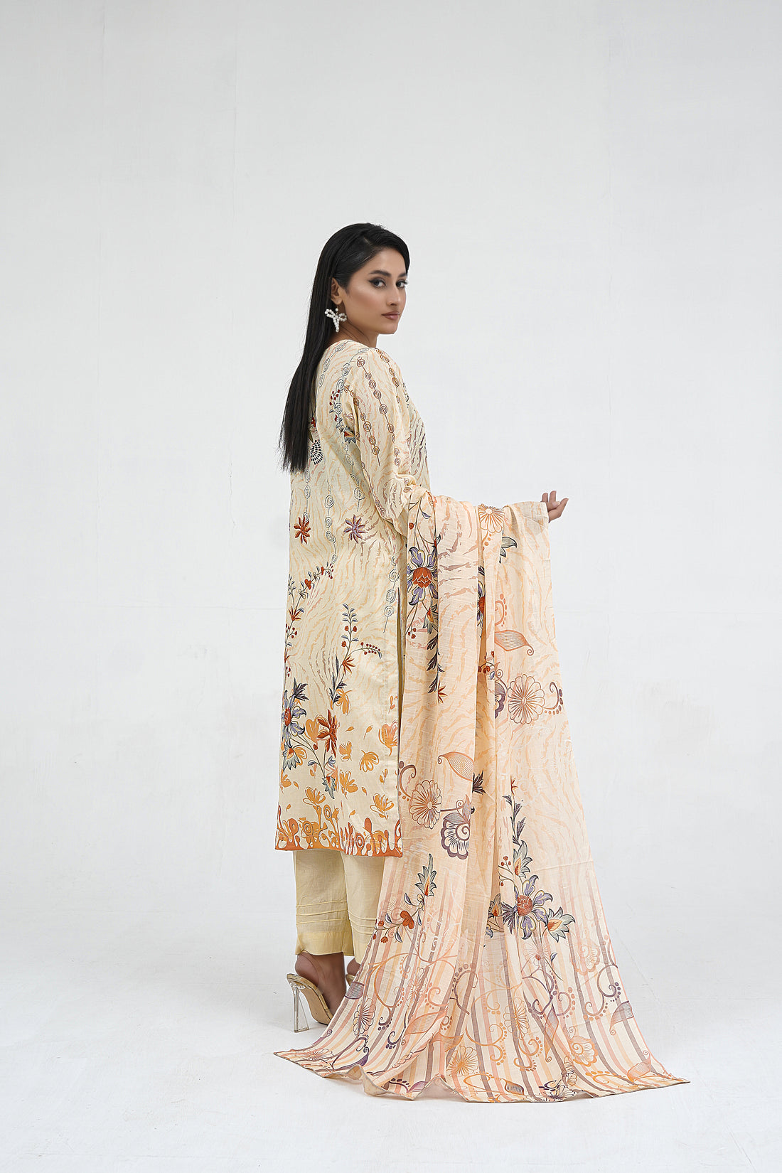 Cream Chikankari suit