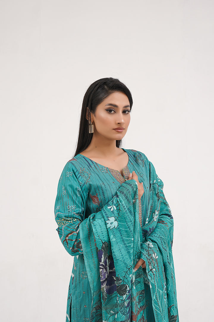 Bluish Green Chikankari Suit
