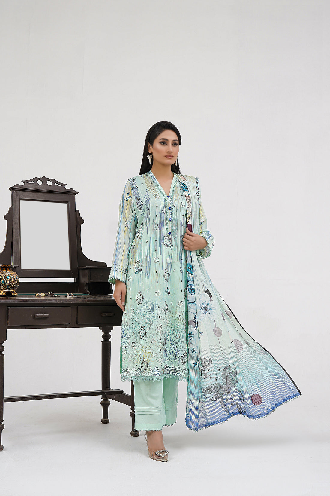 Pastel blue Chikankari suit