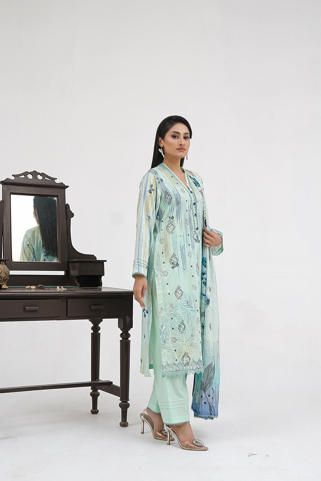 Pastel blue Chikankari suit