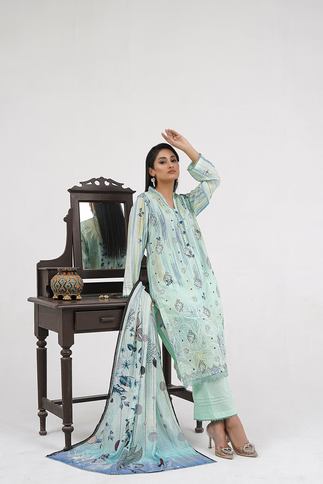 Pastel blue Chikankari suit