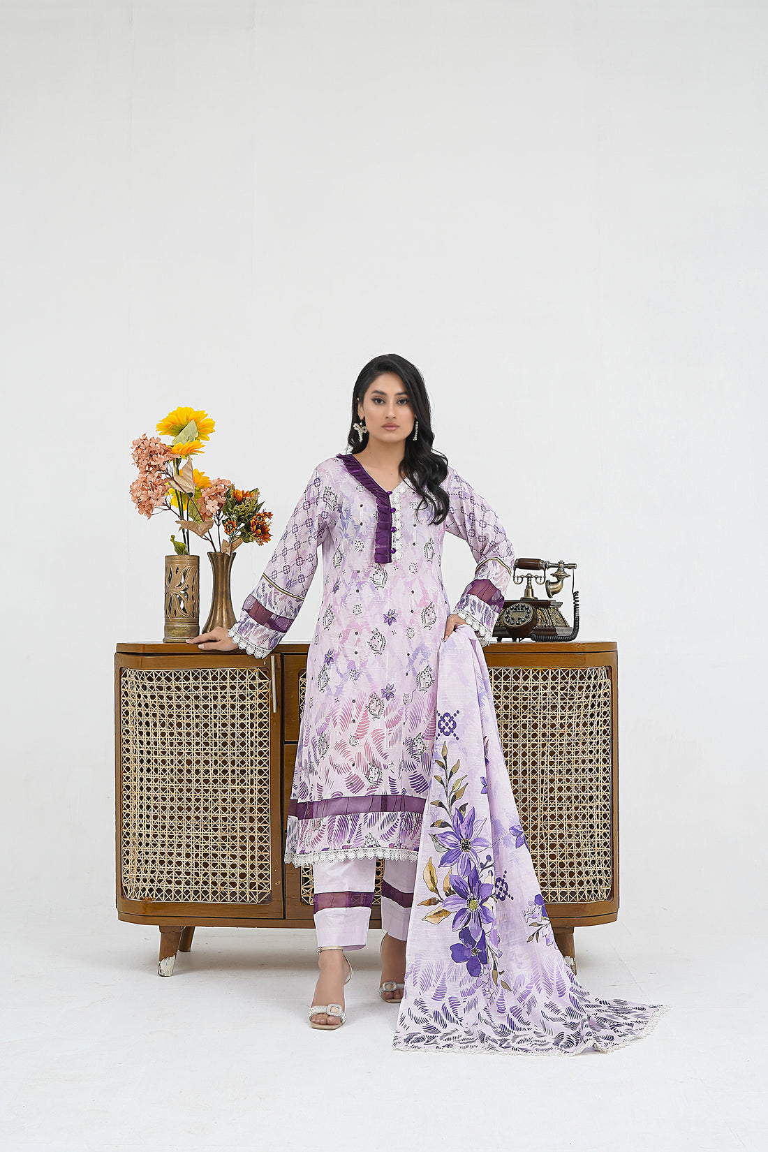 Pale purple chikankari suit