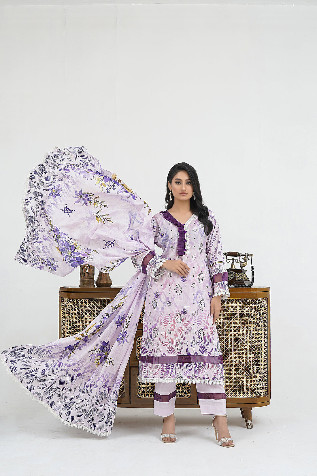 Pale purple chikankari suit