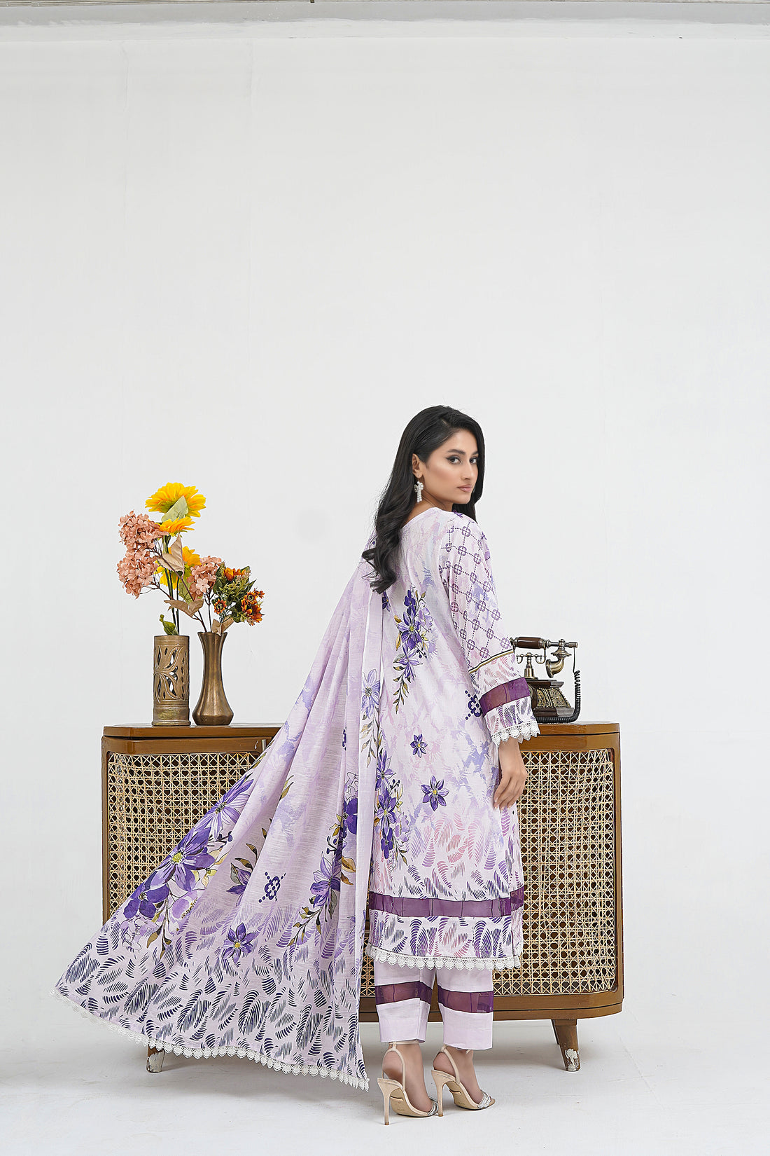 Pale purple chikankari suit
